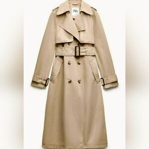 Zara Light Beige Belted Trench Coat